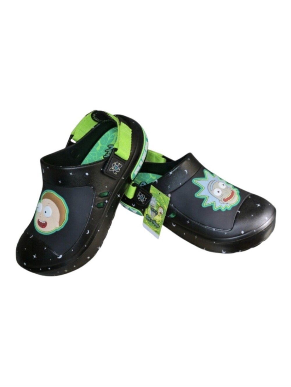 Rick and Morty Clogs By Ground Up in Black, Green,Size's 7, 9, 12, 13 Men's NWT!